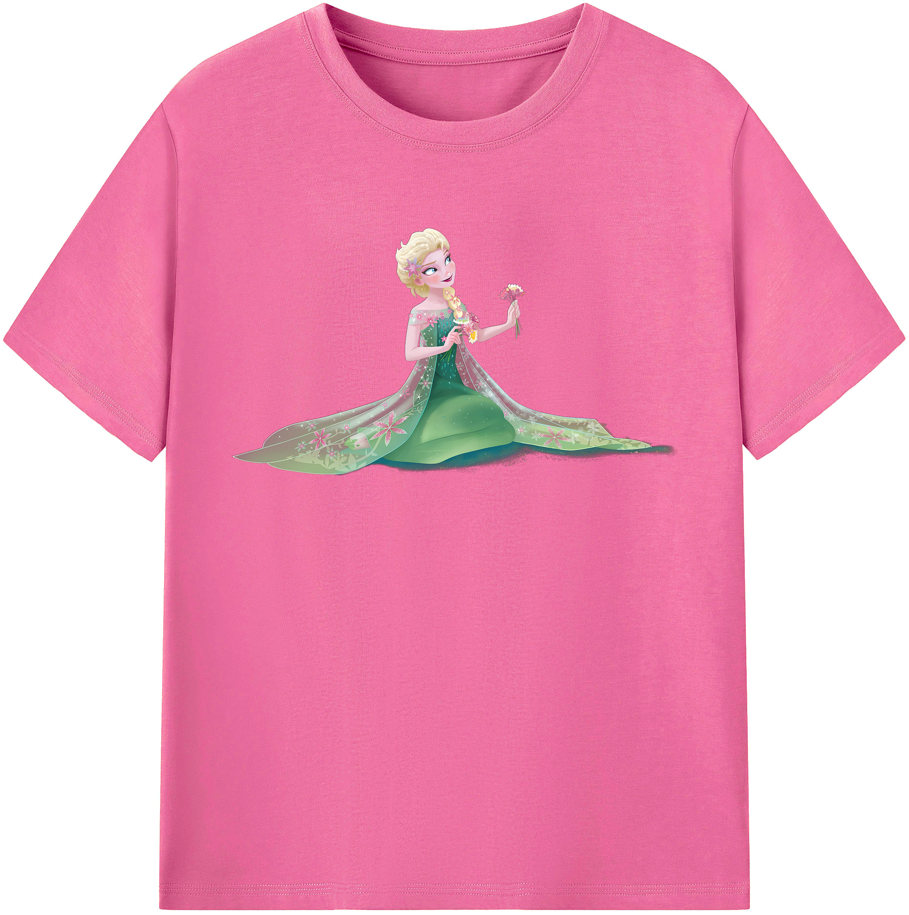 （画像用） アナと雪の女王 アンナ エルサ Frozen Anna Elsa レディースカジュアルプリントTシャツ（綿100％）